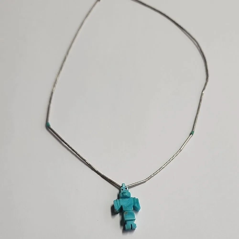 Liquid Sterling Silver Necklace with Turquoise Pendant
